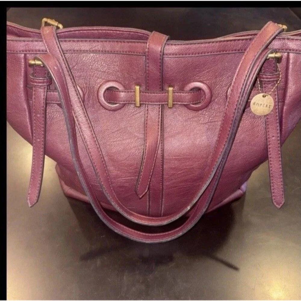 Ampere Large Oxblood Vegan Leather Shoppers Tote Shoulder Bag No Crossbody Strap